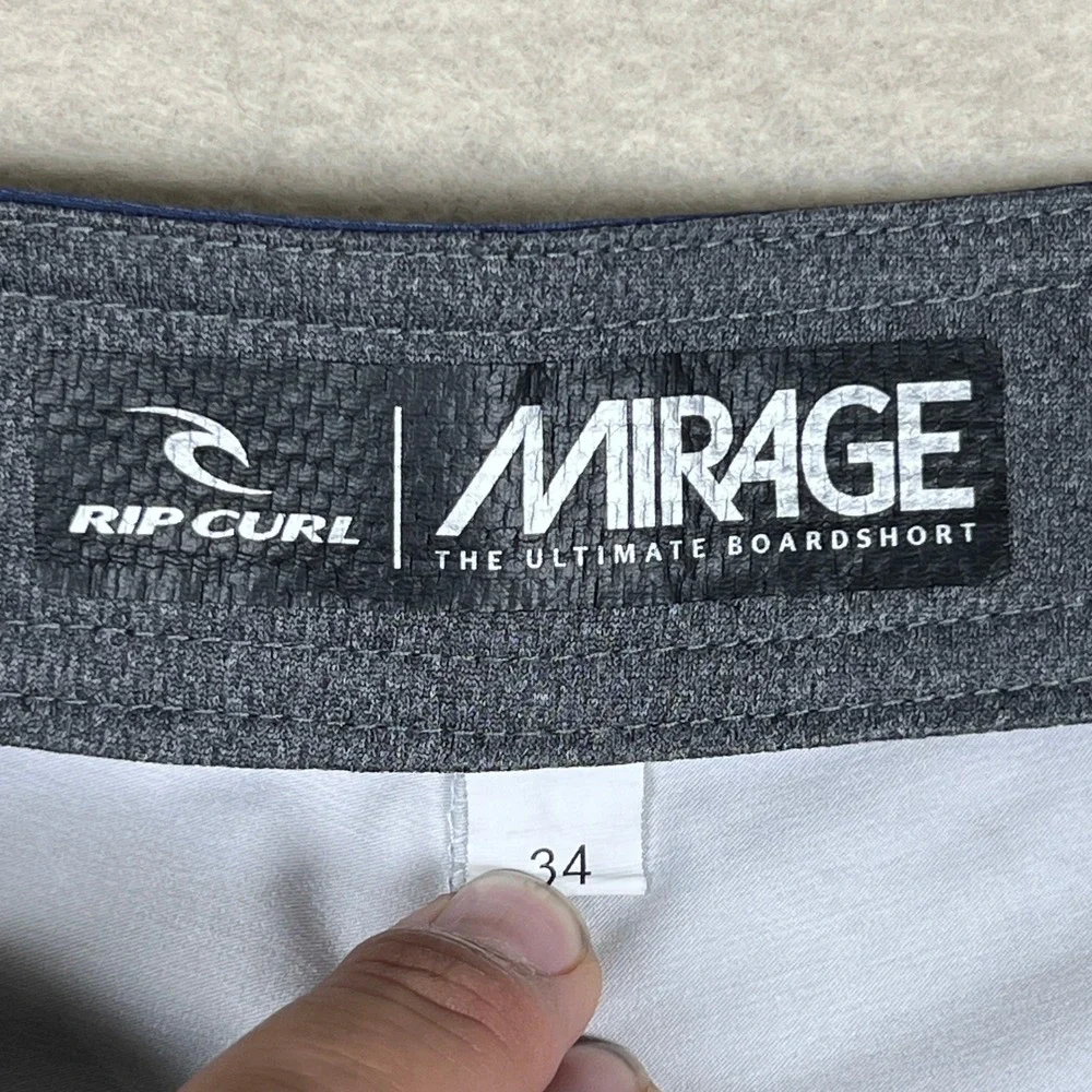 Rip‎ Curl Mirage Boardshorts Men Size 34 Blue Gray Floral Print Ultimate